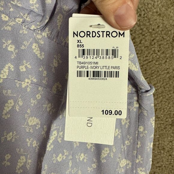 Treasure & Bond Maxi Dress XL Purple/Ivory‎ Little Paris Floral V Neck Boho NEW - Picture 7 of 13